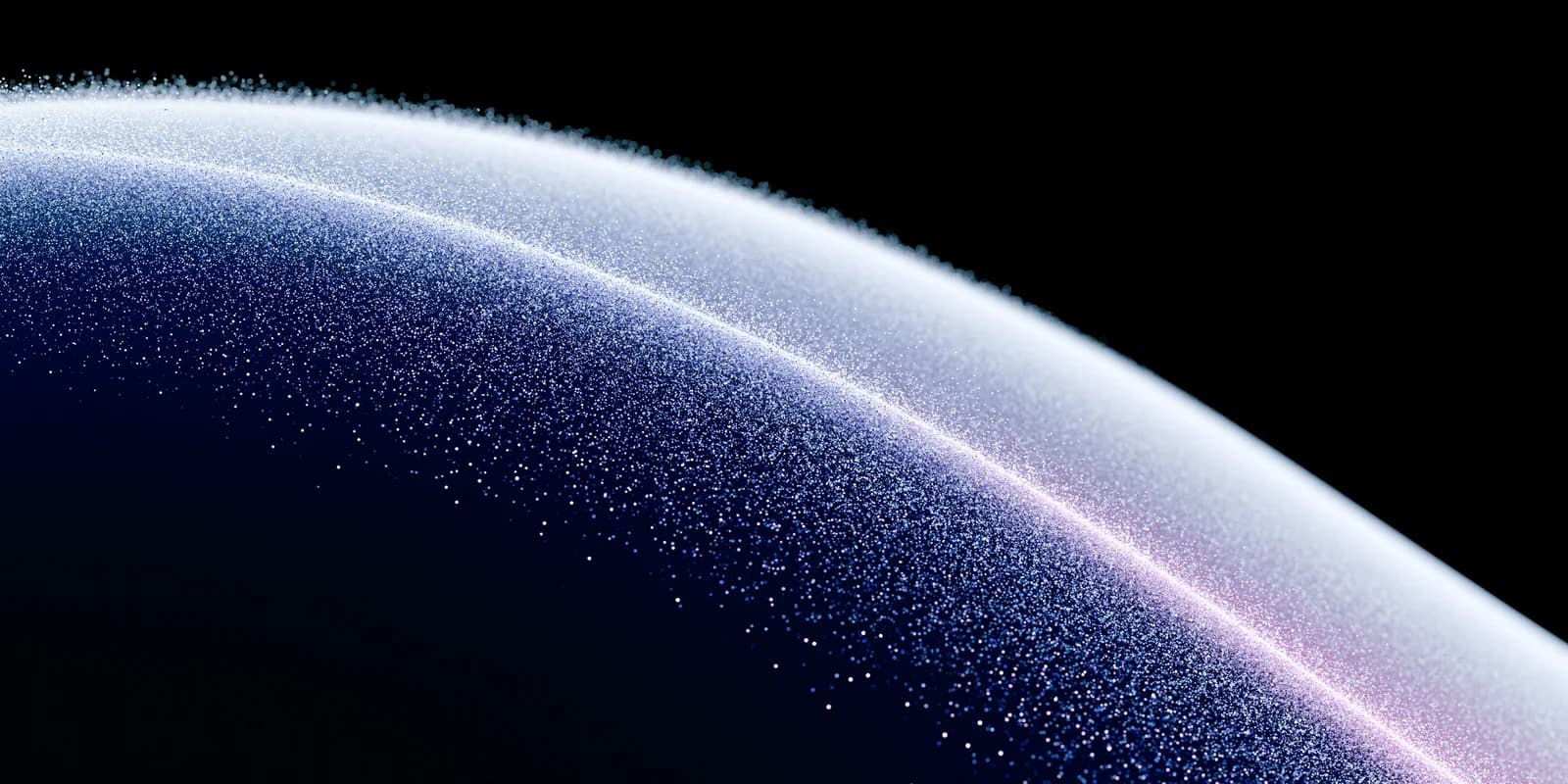 A luminous curve of particle dust sweeping across a vast black void.