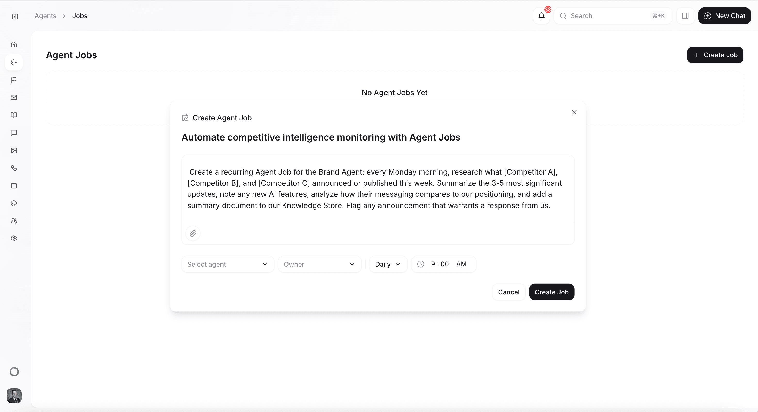 Automate competitive intelligence monitoring with AI Jobs